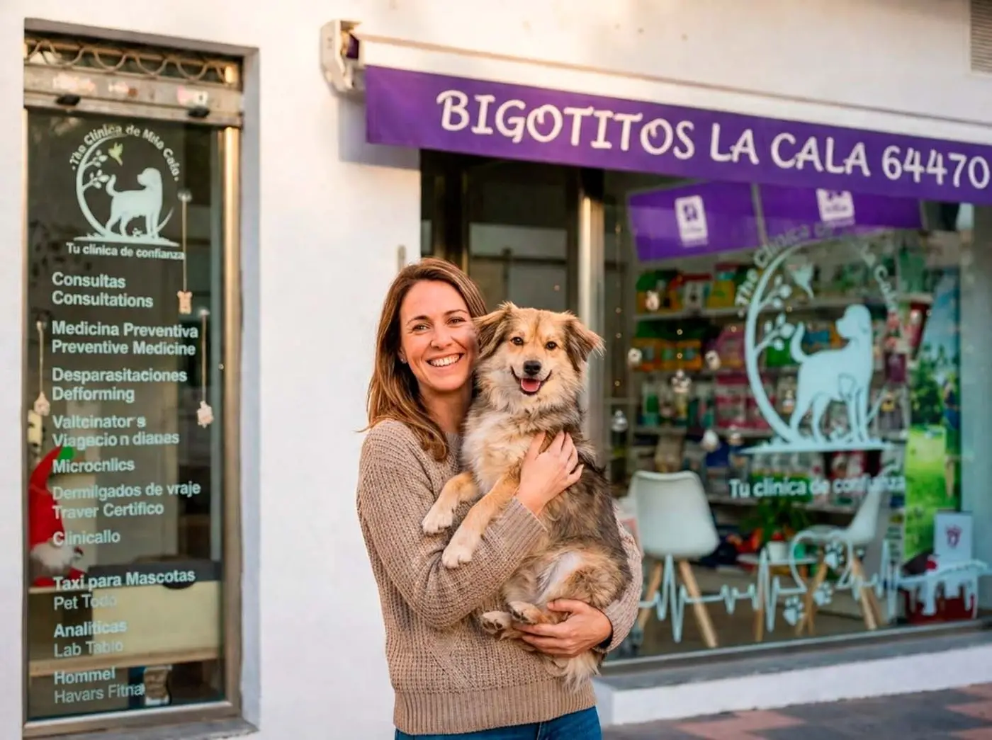 Fachada de la clínica Bigotitos La Cala Veterinaria